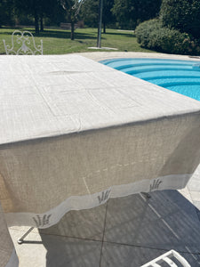 Tovaglia Provenzale Lavanda Beige Con Bordo Bianco