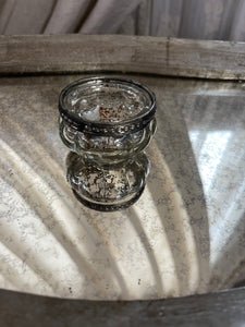 Portatealight Argento Con Decorazione Rotonde
