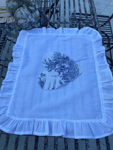 Tovaglietta americana con balza misto lino bianco