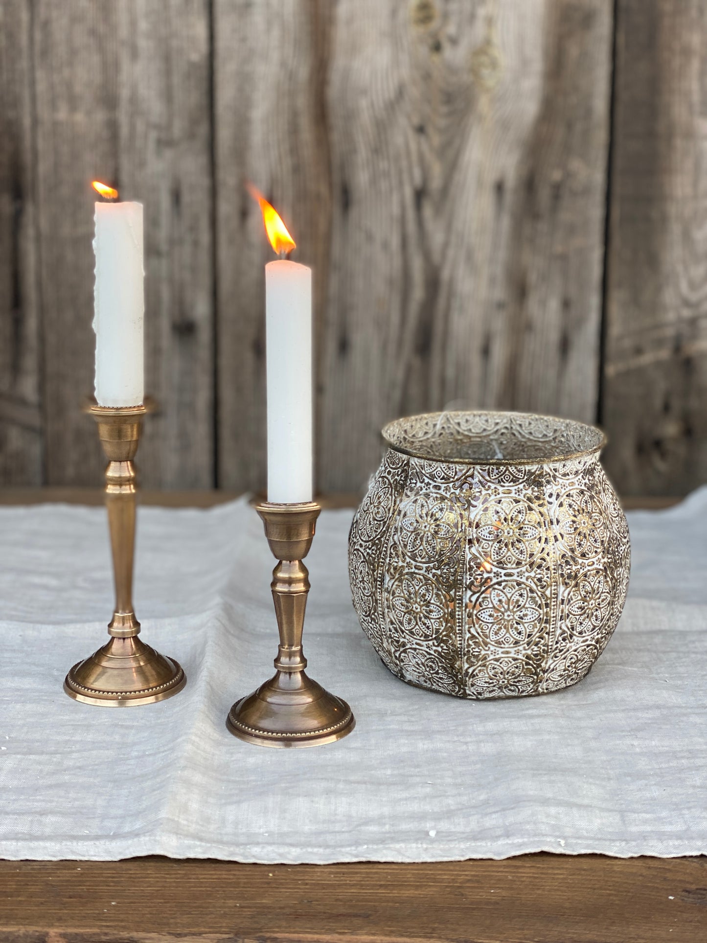 Candelabro A Stelo Liscio Ottonato