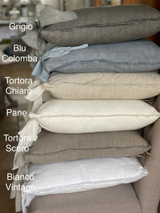 Cuscino Boudoir In Lino Sale  Con Fiocchi Laterali