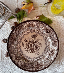 Piatto Da Portata  Marrone Old England Con Decorazione Floreale