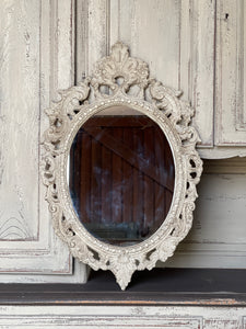Specchio Ovale Decorato Con Fregio e Fiori