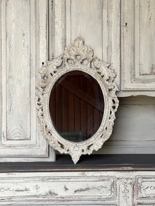 Specchio Ovale Decorato Con Fregio e Fiori